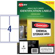 Avery White Heavy Duty Labels 99.1mm x 139mm  Laser, Extra Strong Permanent 4 Labels Per sheet 25 Sheets, L7069